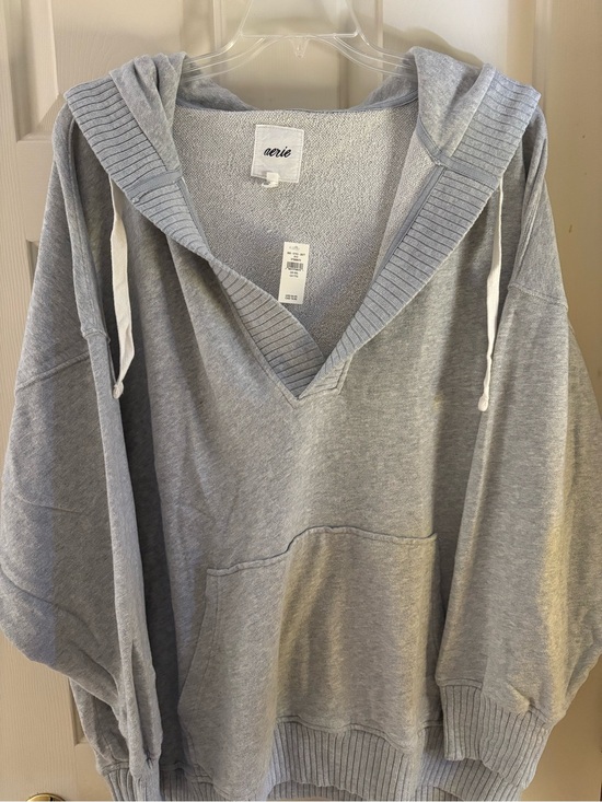 aerie Sweaters - Aerie Light Gray V-Neck Hooded Sweater NWT Size XXL